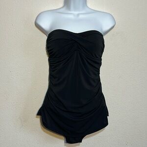 Jantzen Womens Strapless Black One Piece Swimsuit Size 10